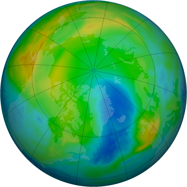 Arctic ozone map for 08 December 1990